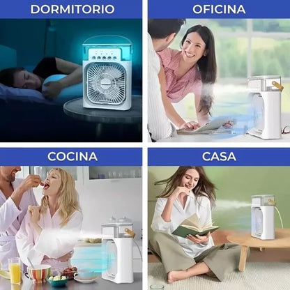 Ventilador 3 en 1 | Humidificador + Ventilador + Luz LED