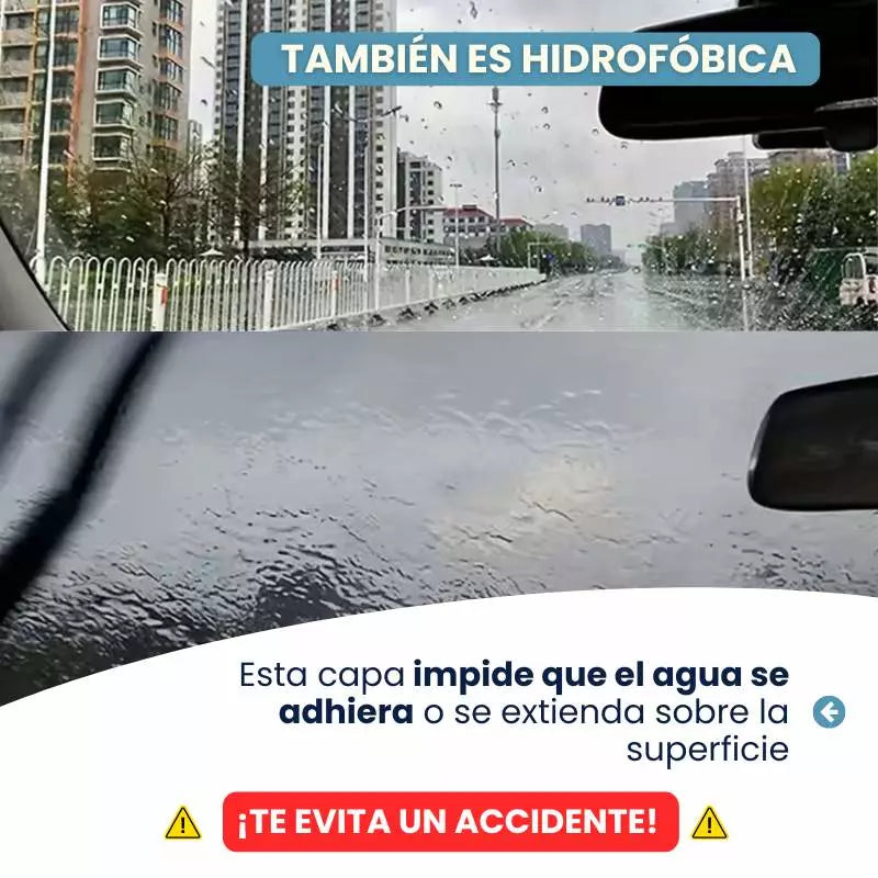 Limpiador de Cristales para Coche con Barrera Oleofóbica Comprobada