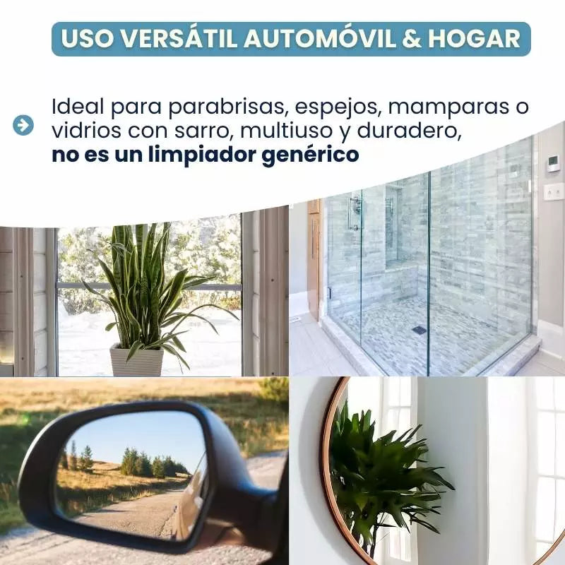 Limpiador de Cristales para Coche con Barrera Oleofóbica Comprobada