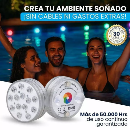 Pack x4 Luces LED Subacuáticas RGB – Inalámbricas, Sumergibles y con Control Remoto