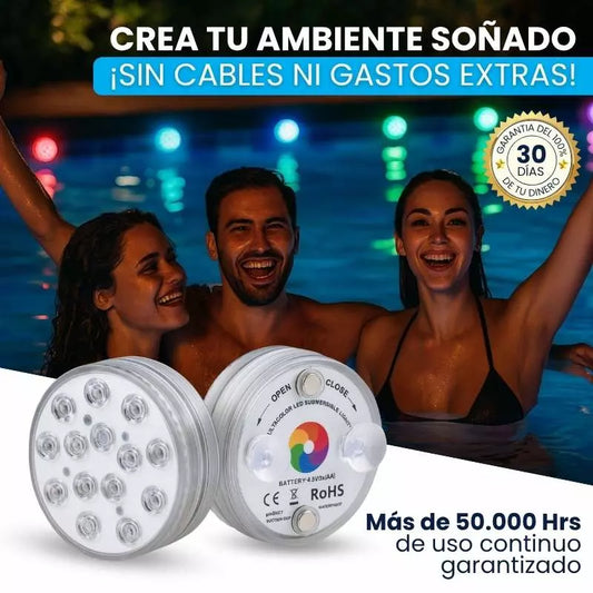 Pack x4 Luces LED Subacuáticas RGB – Inalámbricas, Sumergibles y con Control Remoto