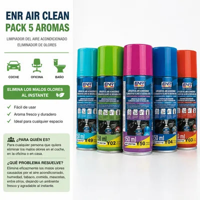Air Clean™ – Pack 5 Aromas - Elimina Malos Olores al Instante